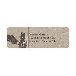 Rustic Horse Heads Label
