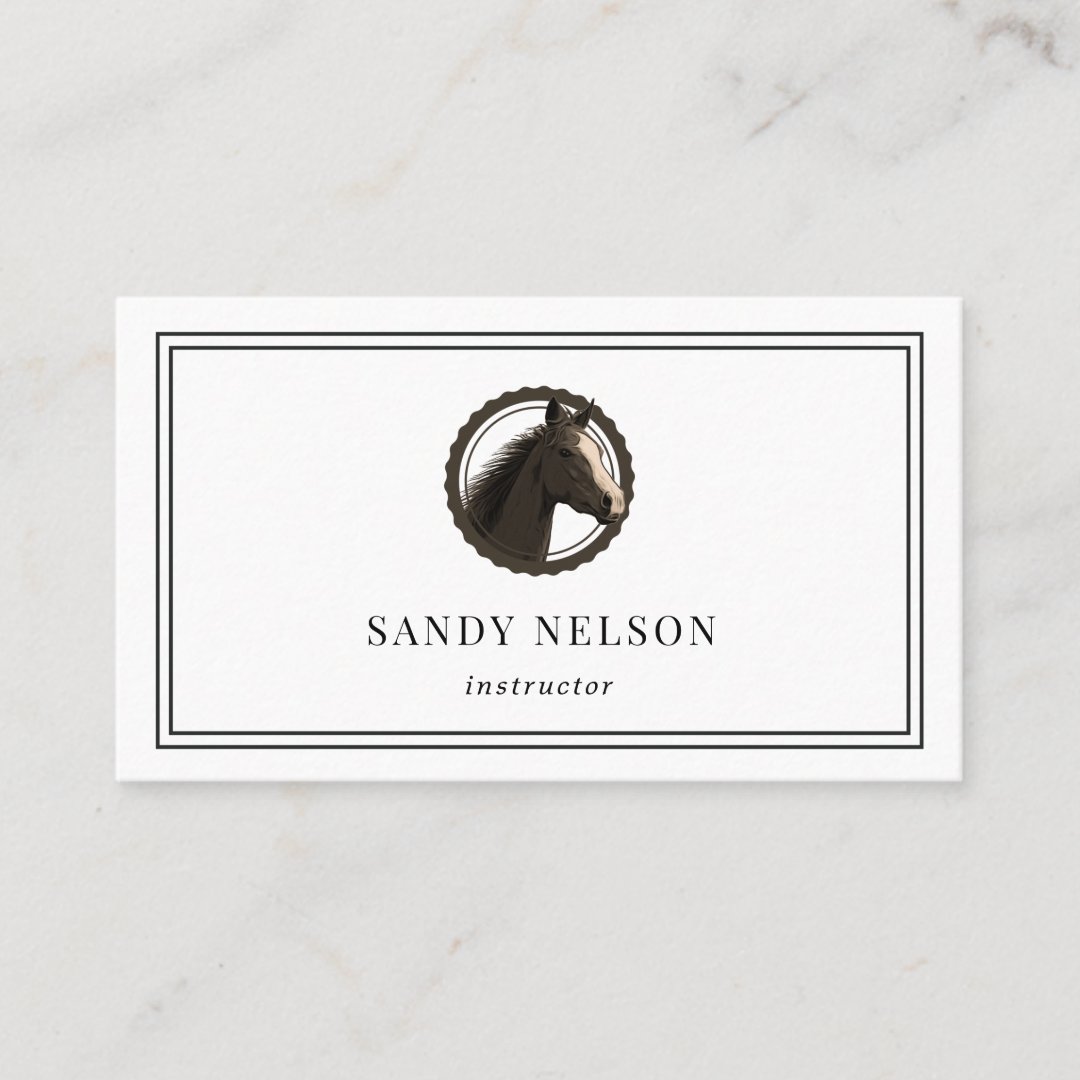 Rustic horse label ranch riding trainer business card | Zazzle
