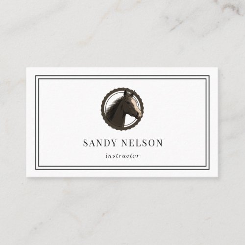 Rustic horse label ranch riding trainer business card