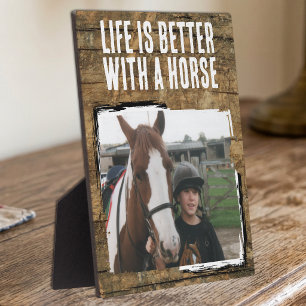Rustic horse lover 1 photo brown white plaque