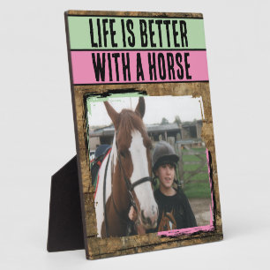 Rustic horse lover 1 photo pink green plaque