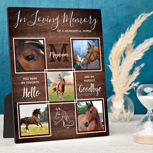 Rustic Horse Memorial Personalized Pet Loss Photo  Plaque