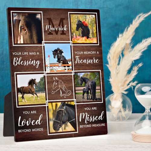 Rustic Horse Memorial Pet Loss Custom 6 Photo Plaque