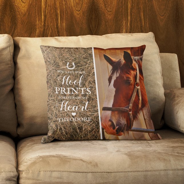 Rustic Horse Memorial Photo Throw Pillow (Creator Uploaded)