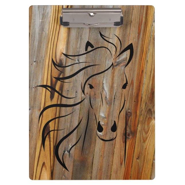 Rustic Horse on Wood Clipboard (Front)