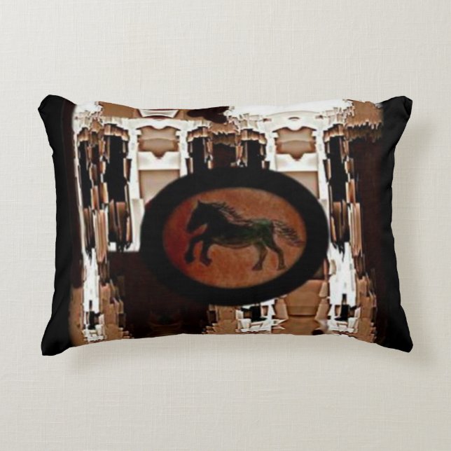 Rustic horse pattern accent pillow (Front)