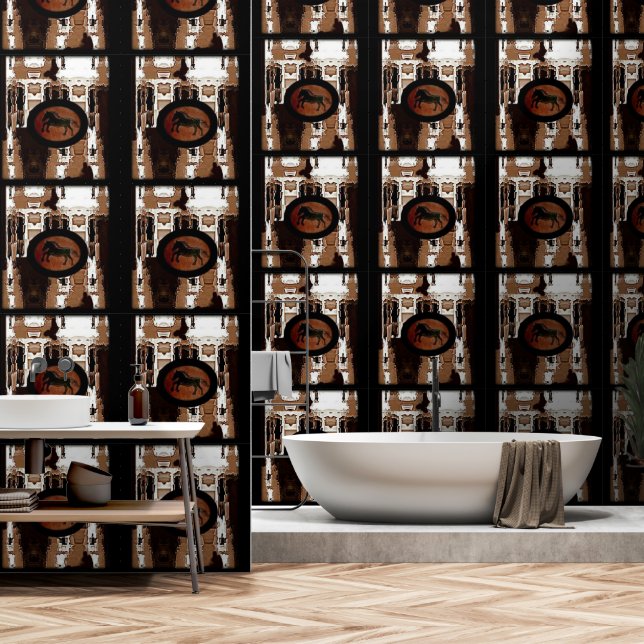 Rustic horse pattern wallpaper  (Bathroom)