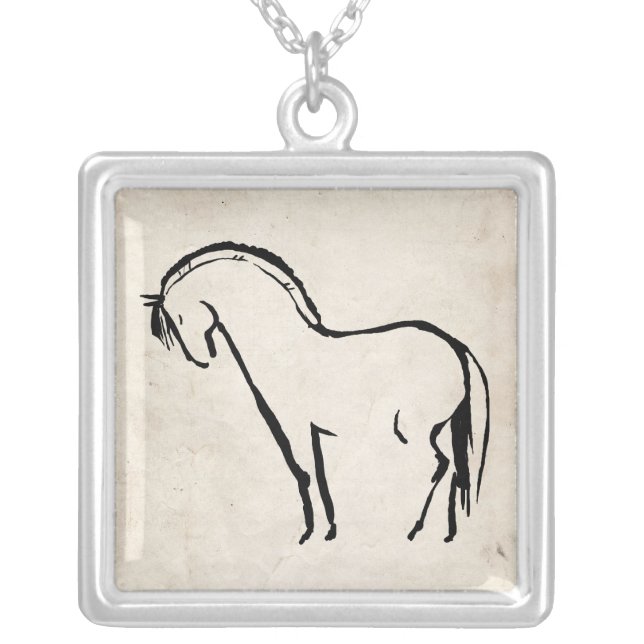 Rustic Horse Silver Plated Necklace (Front)