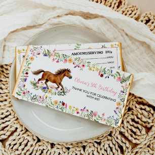 Rustic Horse Wildflower Girl Birthday Hershey Bar Favors