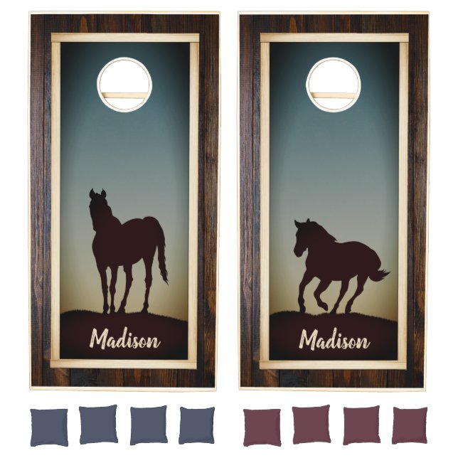 Rustic Horses at Sunset Cornhole Set (Set)
