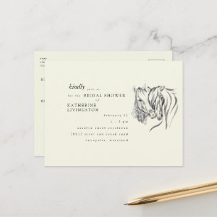 Rustic Horses Nuzzling Cream Bridal Shower Postcard