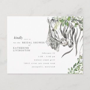 Rustic Horses Nuzzling Neutral Bridal Shower Postcard