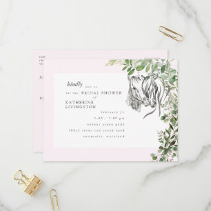 Rustic Horses Nuzzling Pink Bridal Shower   Invitation Postcard