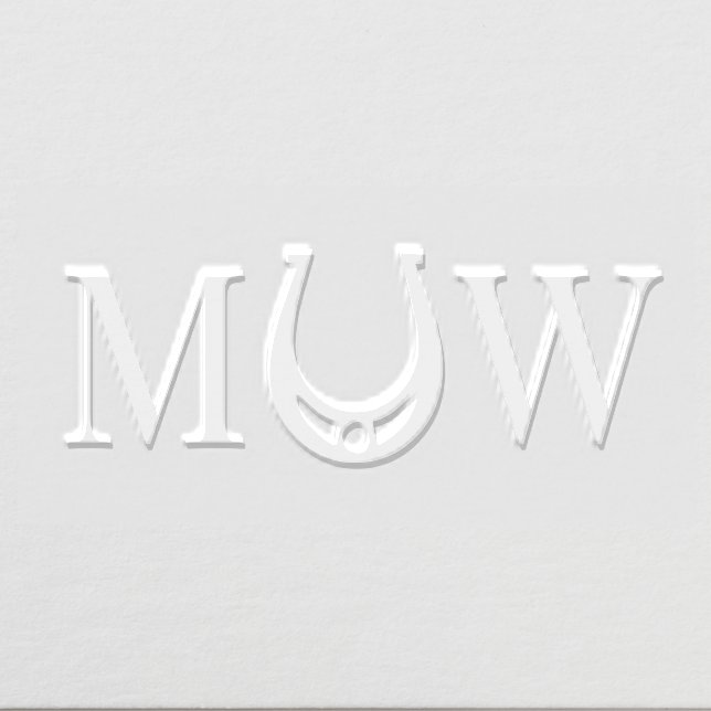 Rustic Horseshoe Couple Wedding 2 Initial Monogram Embosser (Design)