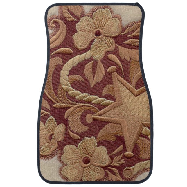 rustic horseshoe cowboy western country floral car mat (Front)