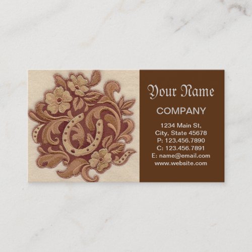 rustic horseshoe cowgirl western country floral business card
