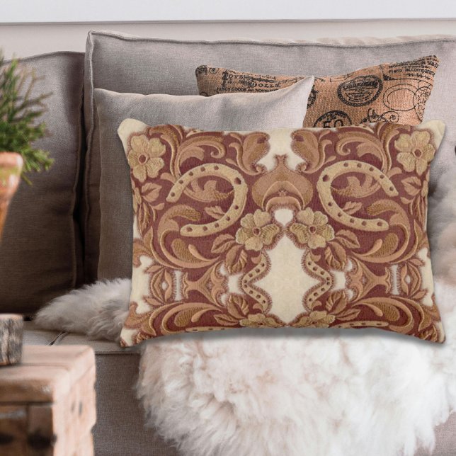 rustic horseshoe cowgirl western country floral decorative pillow (rustic horseshoe cowgirl western country floral decorative pillow)