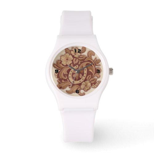 rustic horseshoe cowgirl western country floral watch
