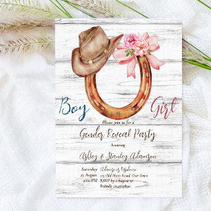 Rustic horseshoe gender reveal party invitation