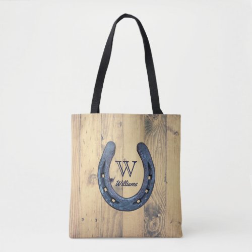 Rustic Horseshoe Ranch  Barn Wood Planks Tote Bag