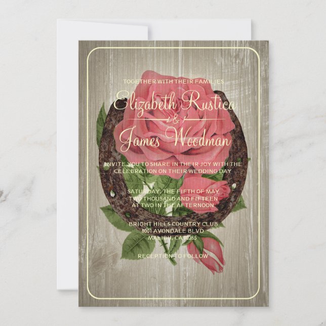 Rustic Horseshoe Wedding Invitations (Front)
