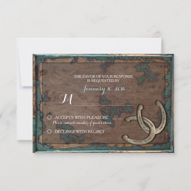 Rustic Horseshoe Wedding RSVP Card (Front)