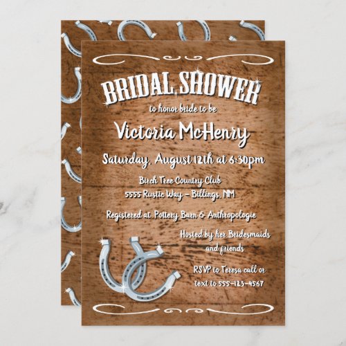 Rustic Horseshoe Western  Bridal Shower Invitation