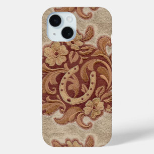 rustic horseshoe western country floral cowboy iPhone 15 case