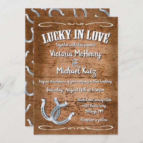 Rustic Horseshoe Western  Wedding Invitations