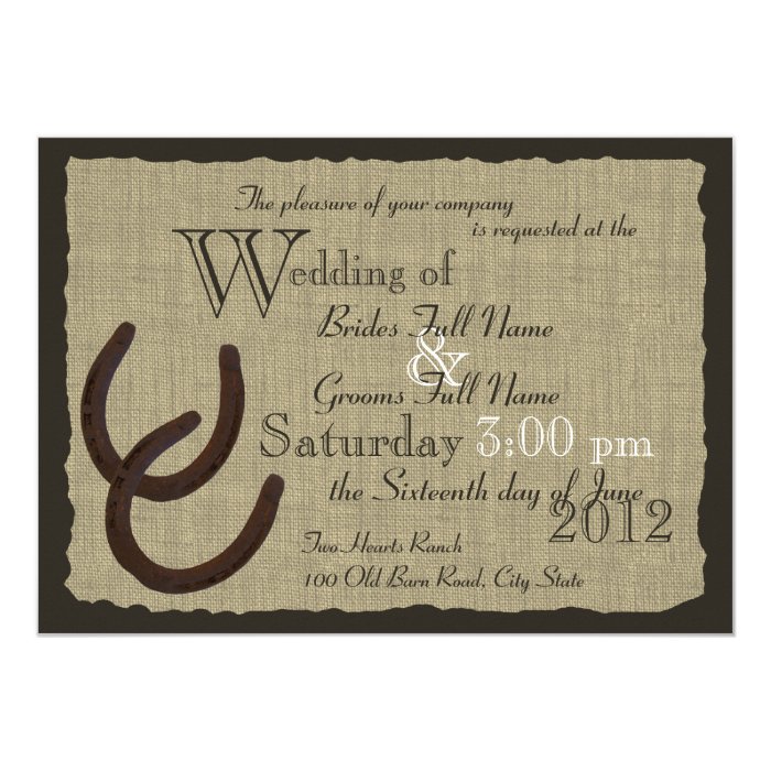 Rustic Horseshoes and Burlap Wedding Card | Zazzle