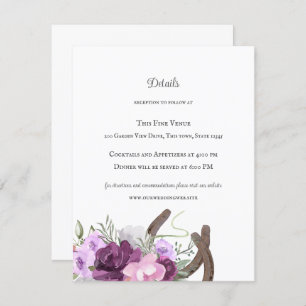 Rustic Horseshoes and Flowers Purple Invitation