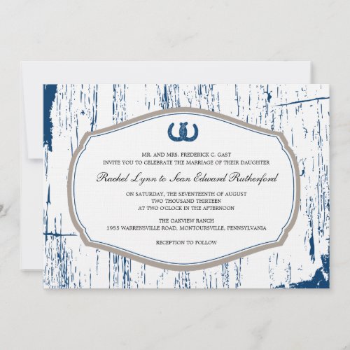 Rustic Horseshoes Barn Wedding Invitation