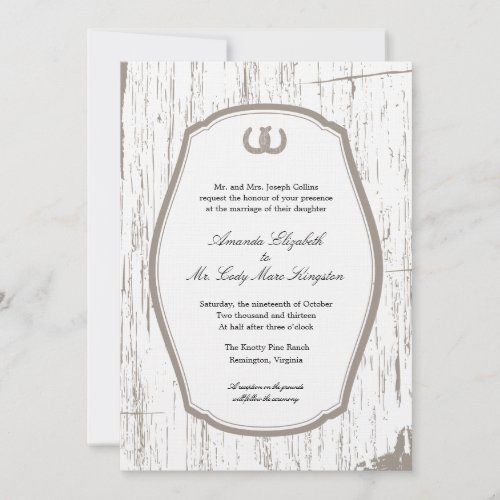 Rustic Horseshoes Barn Wedding Personalized Invite