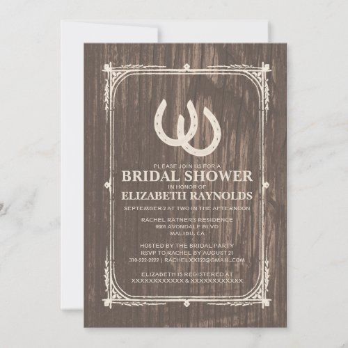 Rustic Horseshoes Bridal Shower Invitations