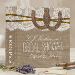 Rustic Horseshoes Bridal Shower Recipe Binder<br><div class="desc">Rustic Horseshoes Bridal Shower Recipe Card Binder.</div>