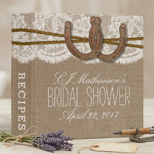 Rustic Horseshoes Bridal Shower Recipe Binder