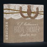 Rustic Horseshoes Bridal Shower Recipe Binder<br><div class="desc">Rustic Horseshoes Bridal Shower Recipe Card Binder.</div>