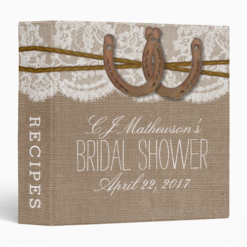 Rustic Horseshoes Bridal Shower Recipe Binder