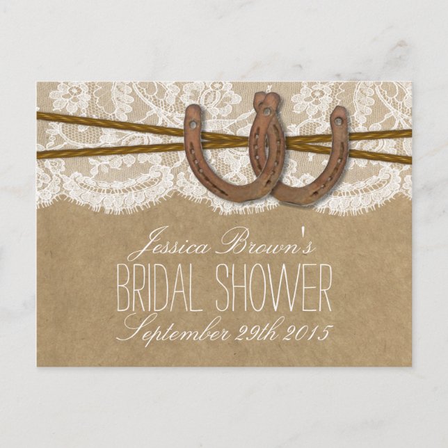Rustic Horseshoes Bridal Shower Recipe Cards (Front)