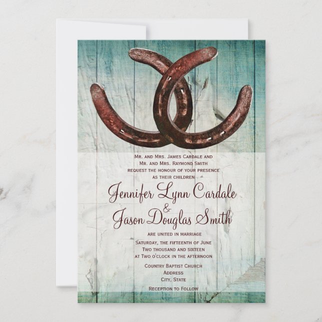 Rustic Horseshoes Country Style Wedding Invitation (Front)