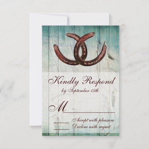 Rustic Horseshoes Country Style Wedding RSVP
