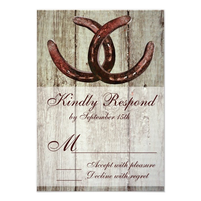 Rustic Horseshoes Country Style Wedding RSVP Invite