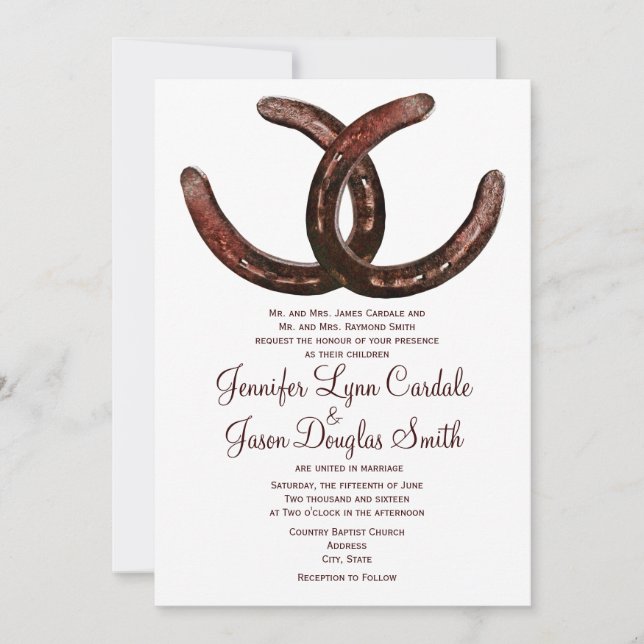 Rustic Horseshoes Country Wedding Invitations (Front)