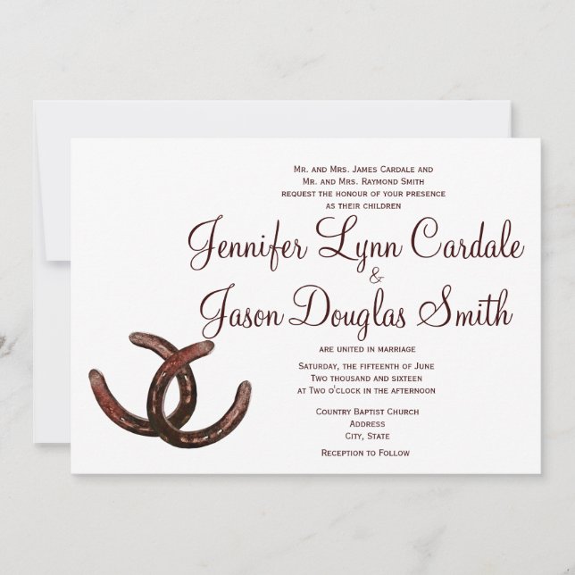 Rustic Horseshoes Country Wedding Invitations (Front)