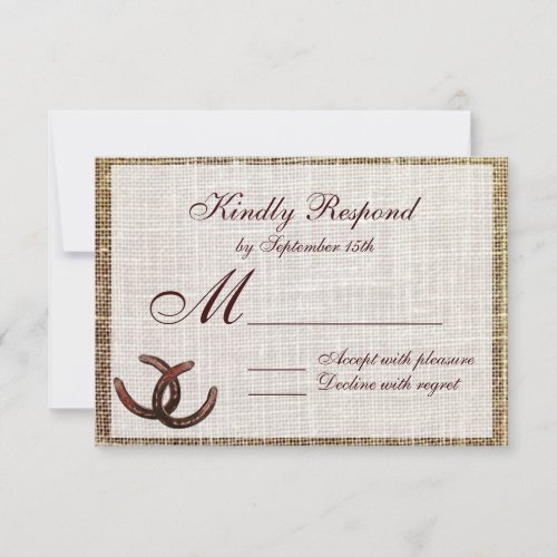 Rustic Horseshoes Country Wedding RSVP Cards