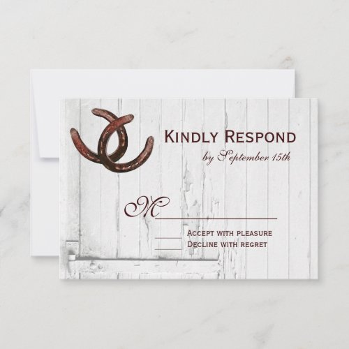 Rustic Horseshoes Country Wedding RSVP Cards