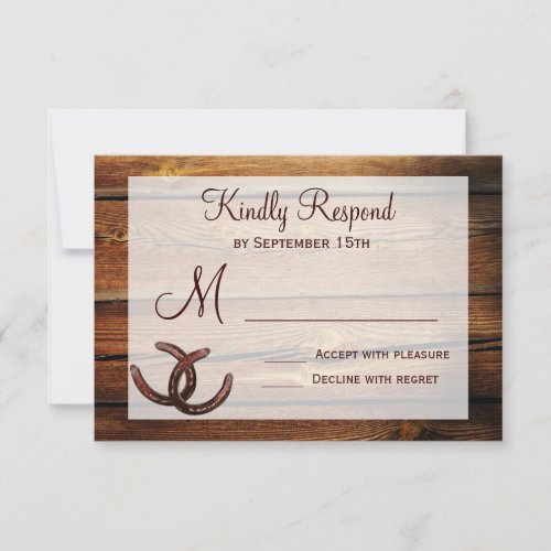 Rustic Horseshoes Country Wedding RSVP Cards