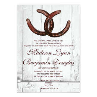 Rustic Horseshoes Country Wood Wedding Invitations Rustic Horseshoes Country Wood Wedding Invitations