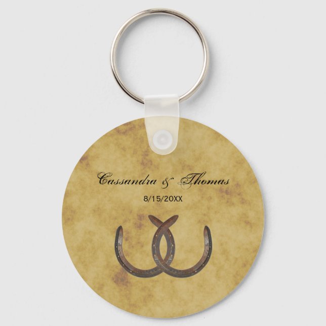 Rustic Horseshoes Distressed BG Keychain (Front)