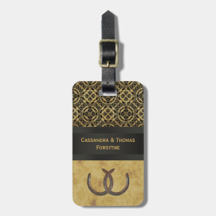 Rustic Horseshoes Distressed BG Luggage Tag